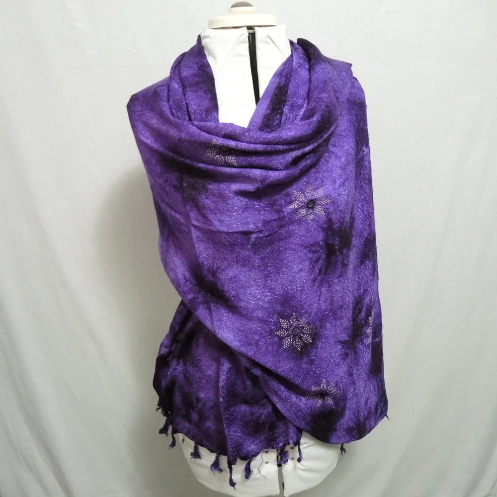 Dark Purple Scarf or Wrap w/ Fringe 42